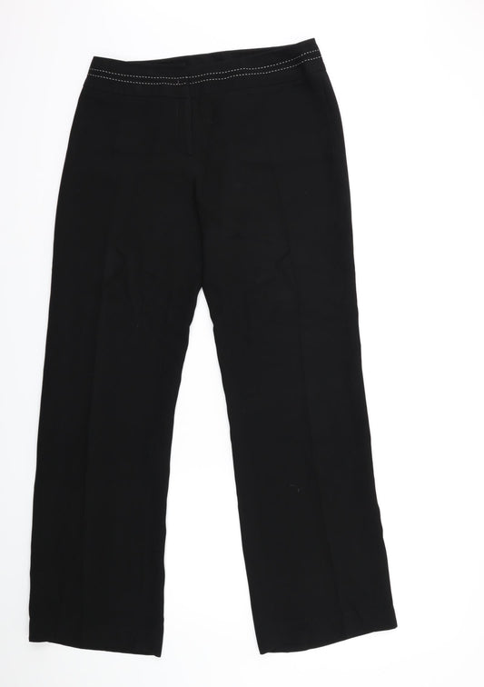 Womens UK Size 12 Debenhams Regular Fit Black Trousers