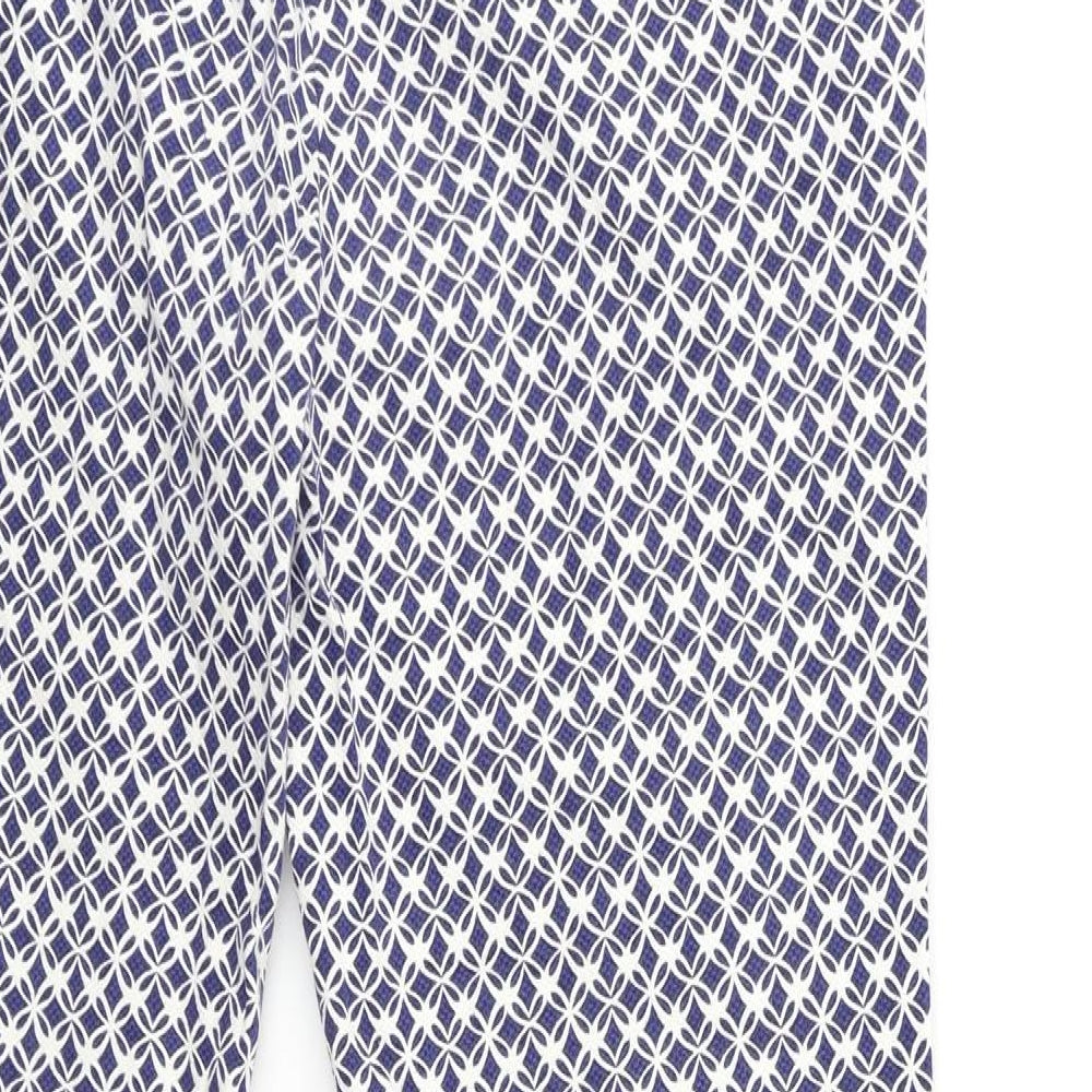 TU Womens Blue Geometric Trousers Size 10 L25 in