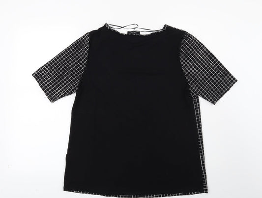Womens UK Size 12 Papaya Black Basic Blouse