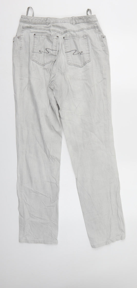 Basler Womens Grey Straight Cotton Jeans Size 14