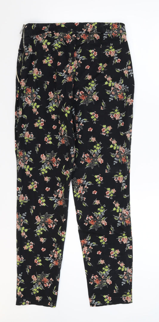 F&F Womens Black Floral Trousers Size 26 in L26 in
