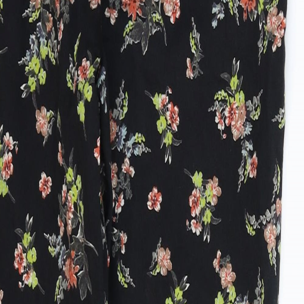F&F Womens Black Floral Trousers Size 26 in L26 in