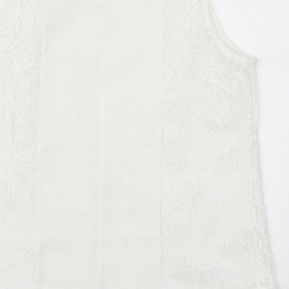 Womens UK Size L Adiva White Basic Tank