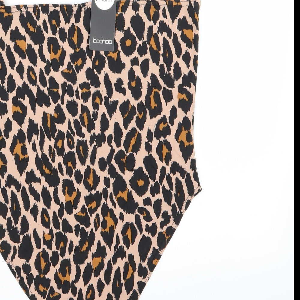 Boohoo Womens Multicoloured Animal Print Bodysuit One-Piece Size 14