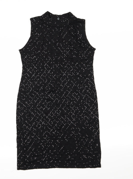 Womens Black Pencil Dress Size 12 - Sequins all over