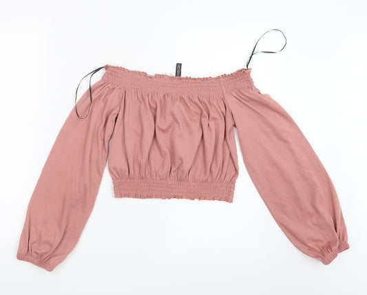 Divided by H&M Womens Pink Cropped T-Shirt Size XS