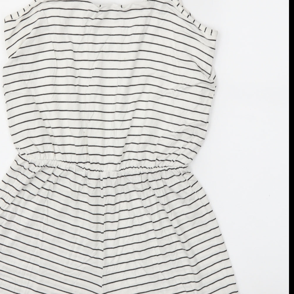 Select Womens White Striped  Jumpsuit One-Piece Size 12