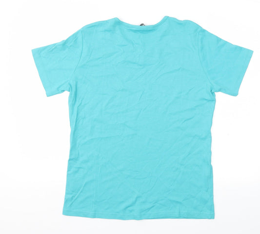 ISLE Womens Blue Houndstooth Basic T-Shirt Size M