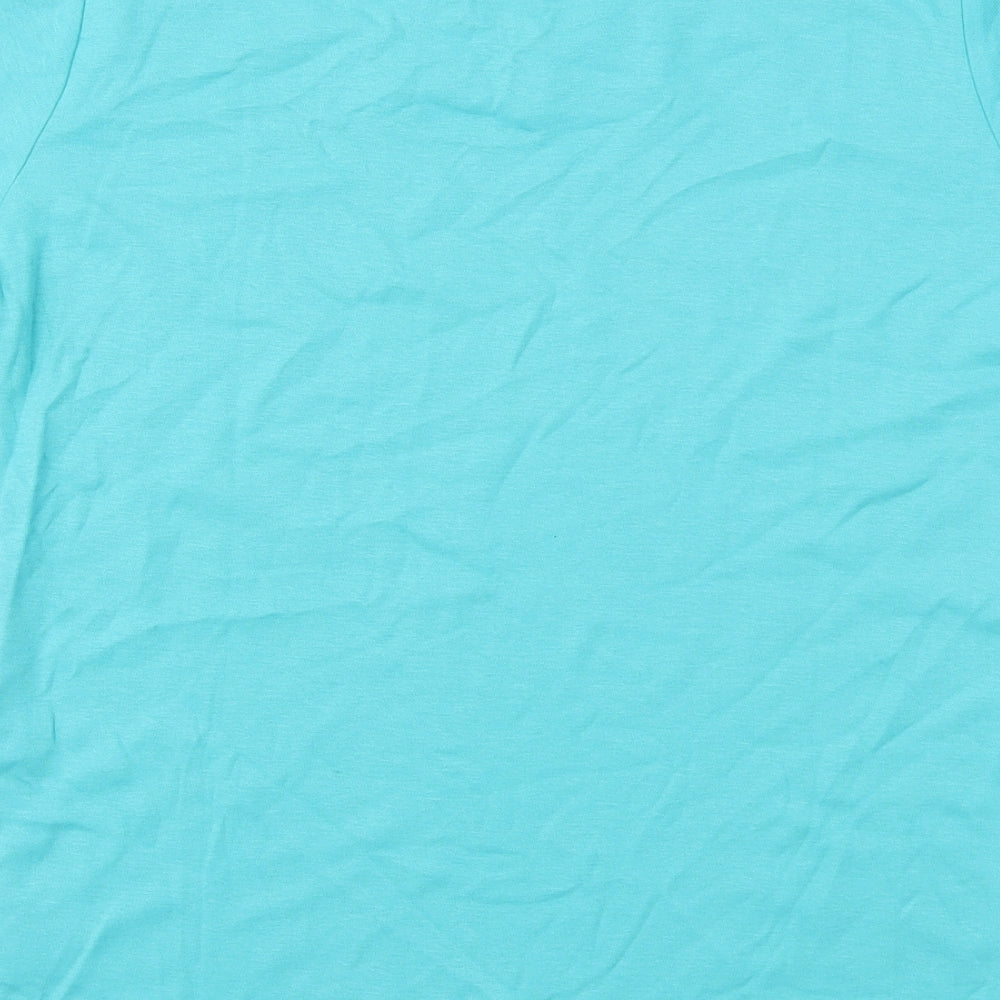 ISLE Womens Blue Houndstooth Basic T-Shirt Size M