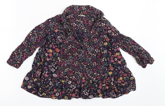 F&F Girls Blue Floral Shirt Dress Size 12-18 Months