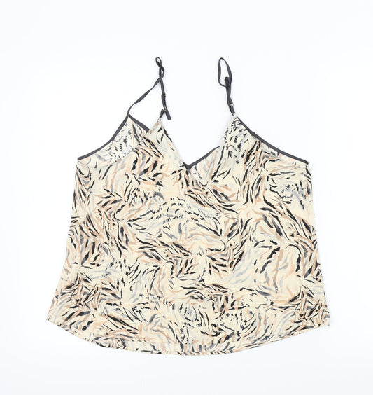 Primark Womens Beige Animal Print Basic T-Shirt Size M