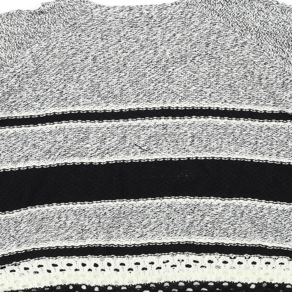 F&F Womens Black Striped Pullover Jumper Size 14 - Open Shoulders