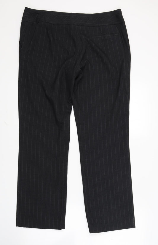 F&F Womens Black Striped Trousers Size 14 L28 in
