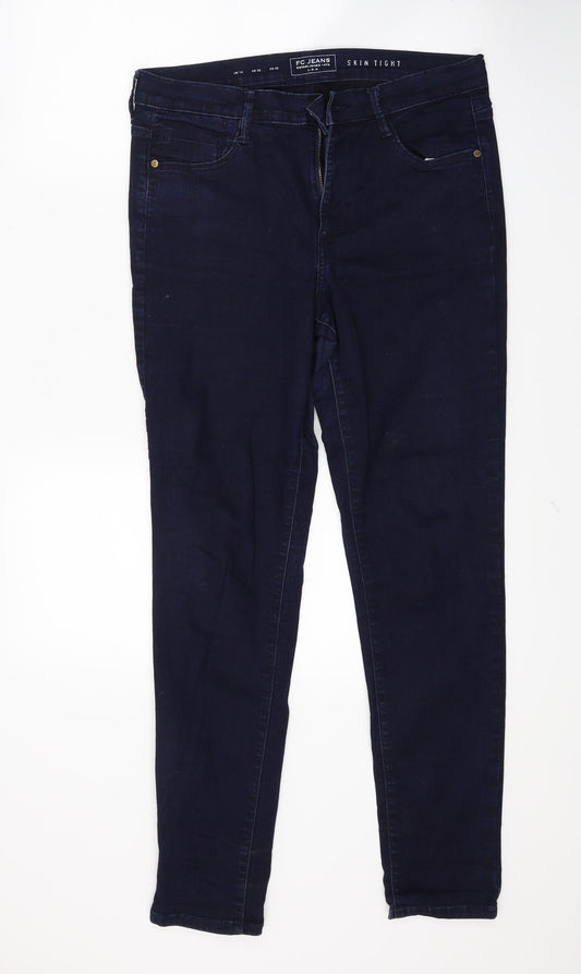 Womens UK Size 14 FC Jeans Regular Fit Skinny Blue Jeans