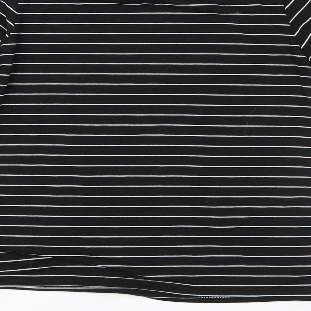 Boohoo Womens Black Striped Jersey Basic Blouse Size 6