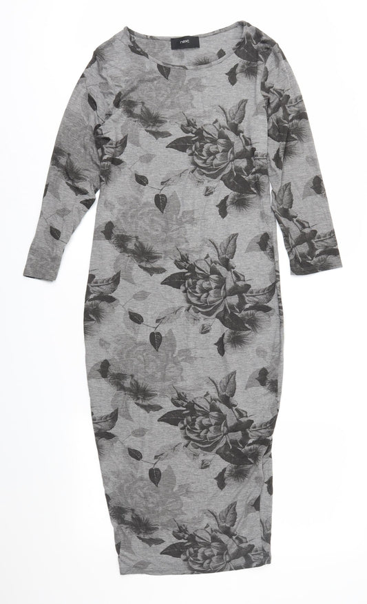Next Womens Grey Floral Sheath Size 10