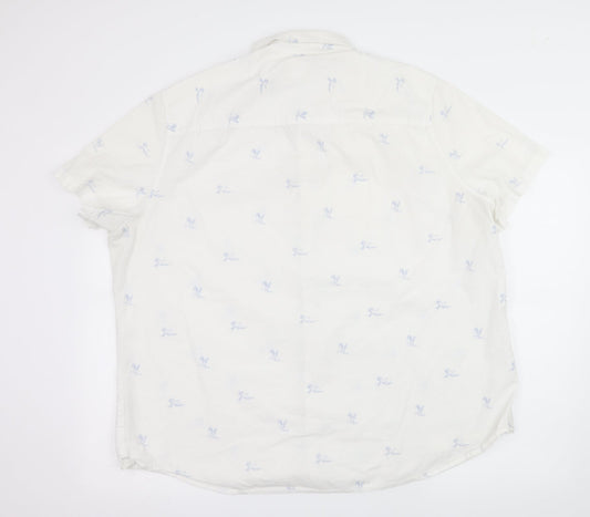 Mens UK Size 2XL Burton White Button-Up Short Sleeve Casual Shirt