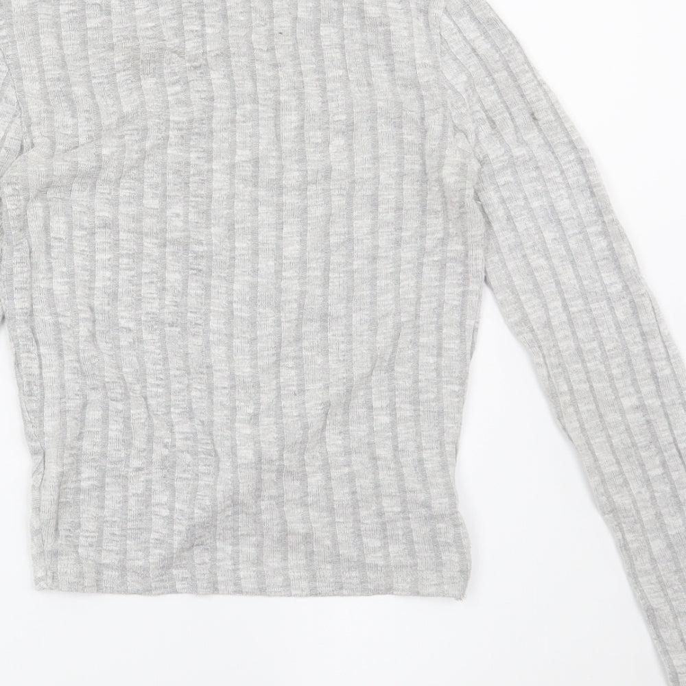 Primark Womens Grey Striped Basic Blouse Size 4