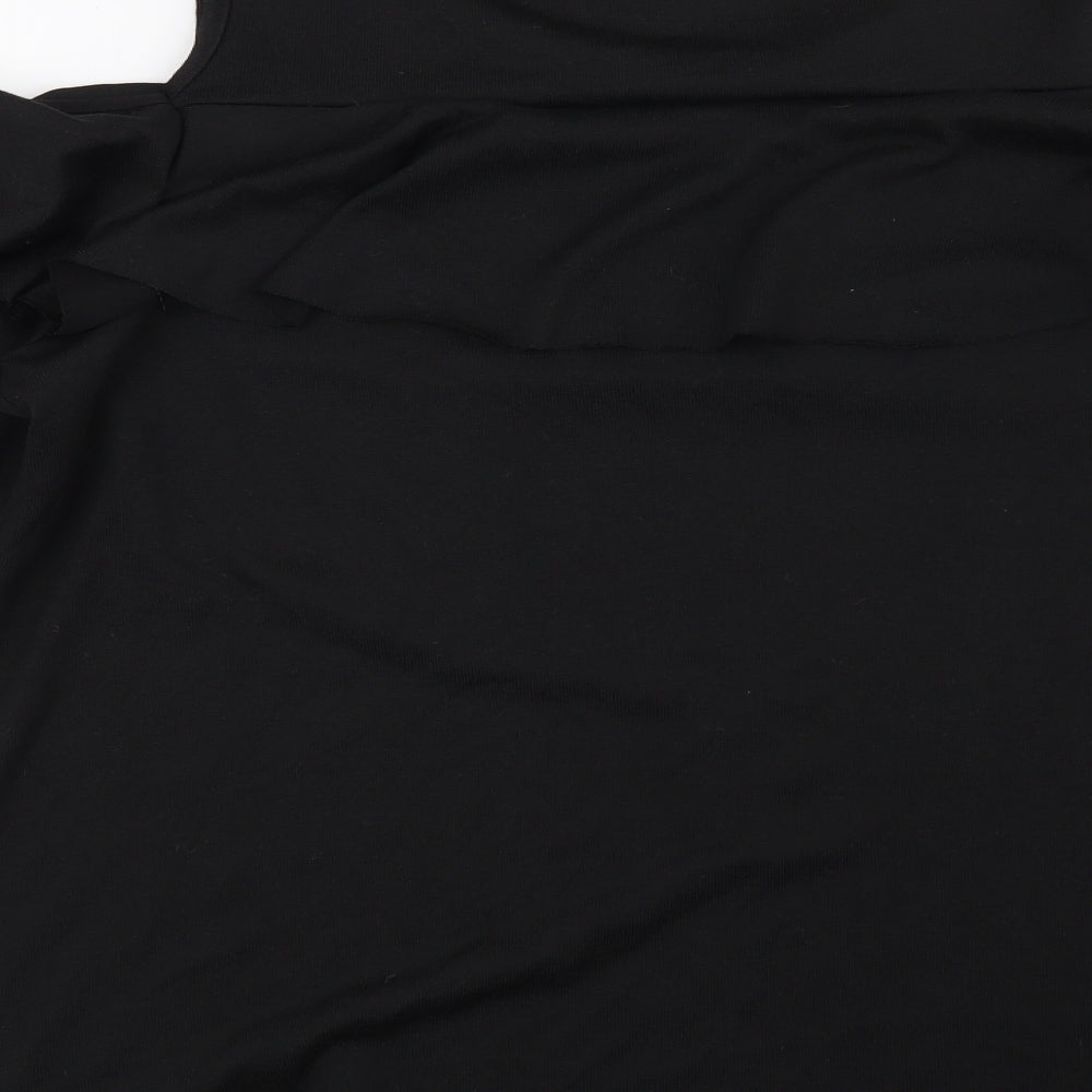 B You Womens Black Basic Blouse Size L