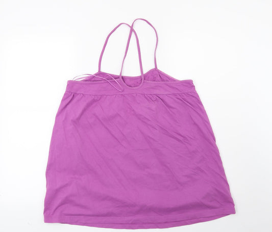 Papaya Womens Purple Geometric Basic T-Shirt Size 14