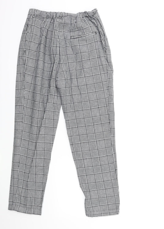 Mango Womens Grey Check Trousers Size S L26 in