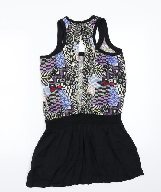 River Island Womens Black Geometric A-Line Size 8