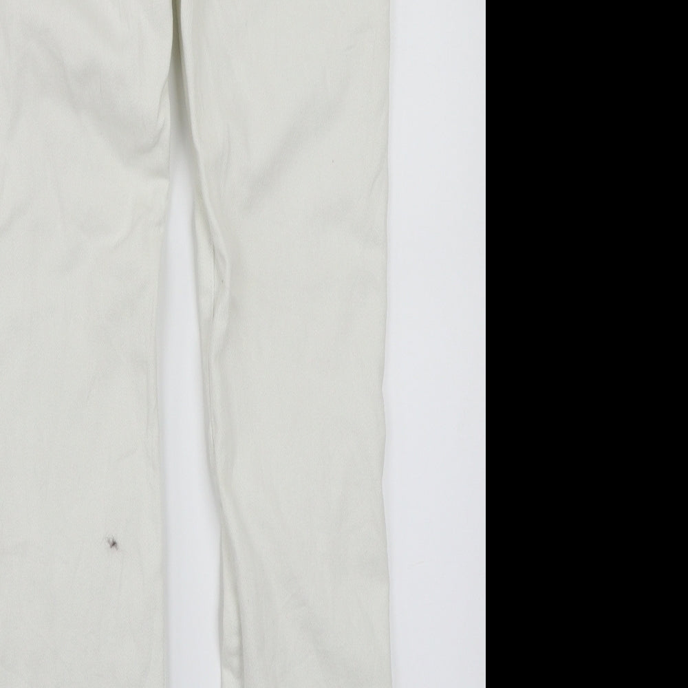 Womens UK Size 36 Preworn Regular Fit Straight White Jeans