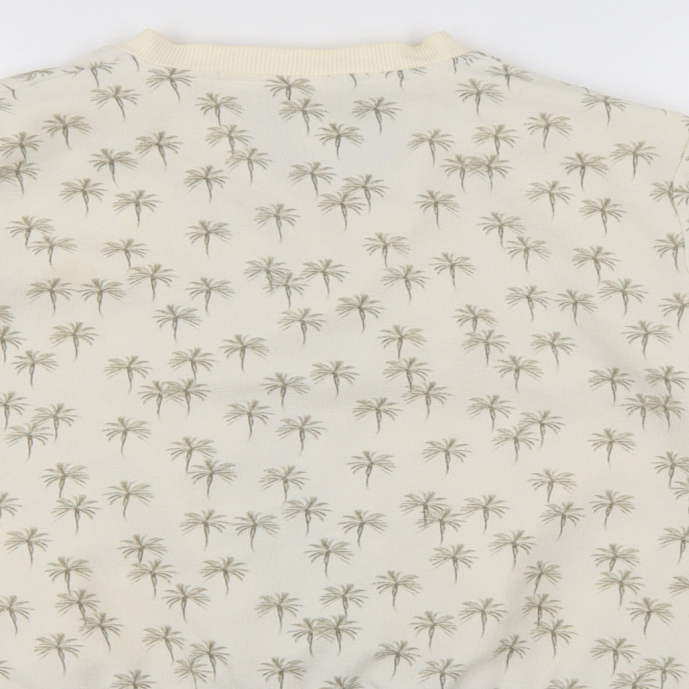 Pull&Bear Womens Ivory Floral Jacket Size M