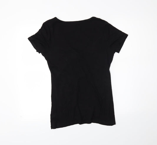 Womens UK Size 14 Debenhams Black Basic T-Shirt