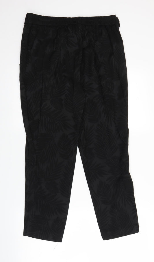 F&F Womens Black Floral Trousers Size 12 L25 in