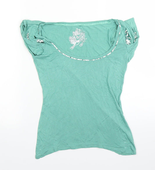 Womens UK Size 8 Debenhams Green Basic Blouse