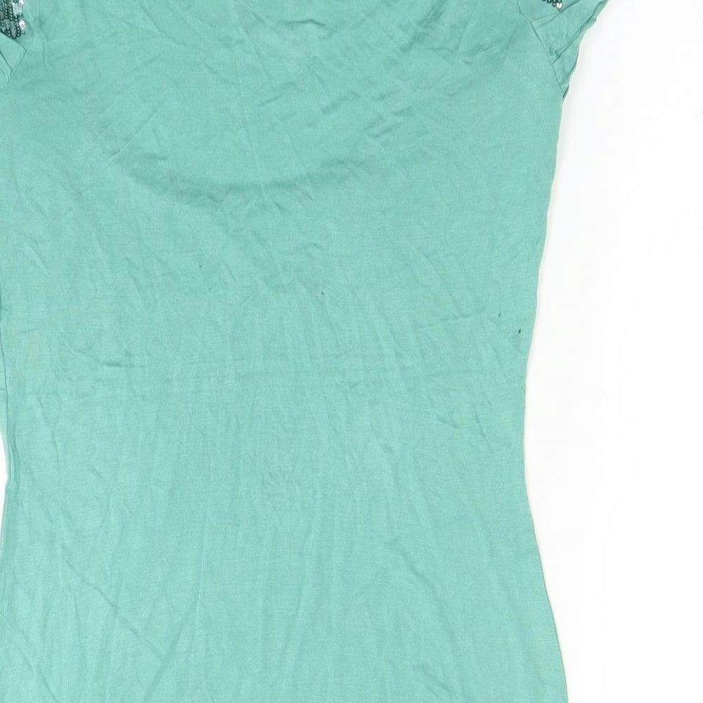 Womens UK Size 8 Debenhams Green Basic Blouse