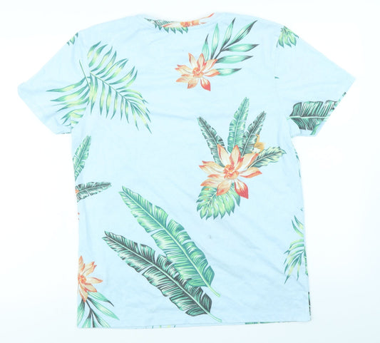 Peacocks Mens Blue Floral T-Shirt Size M