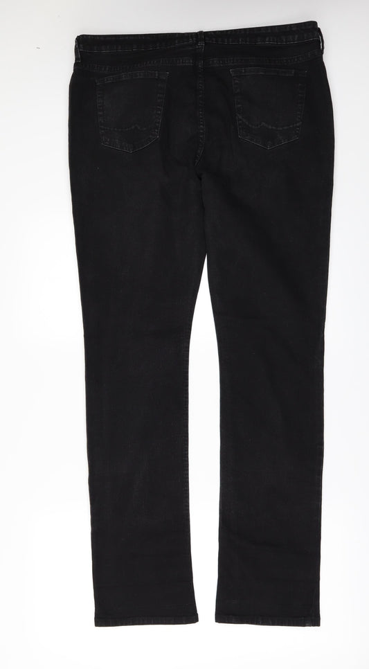 F&F Womens Black Denim Tapered Jeans Size 12 L32 in