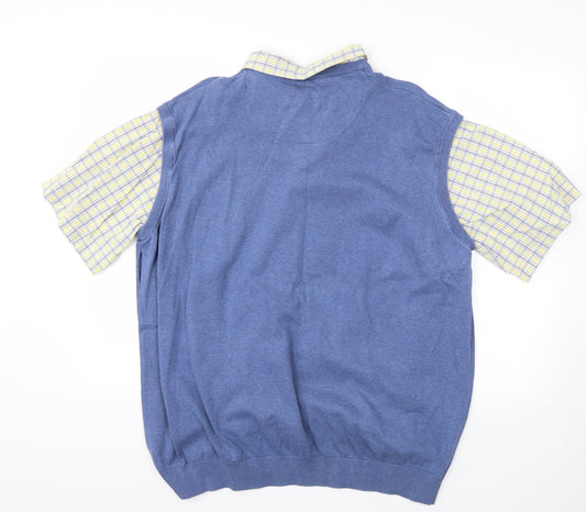 Lincoln Mens Blue Check T-Shirt Size 2XL