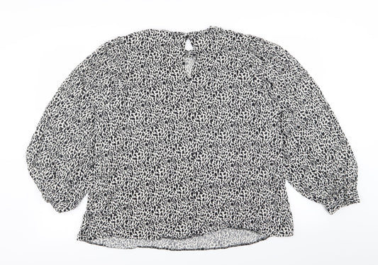 Primark Womens White Geometric Basic Blouse Size 18