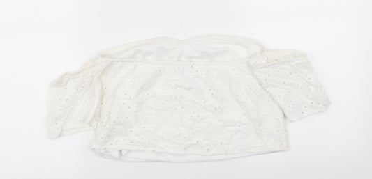 parisian Womens White Basic T-Shirt Size 10 - crop