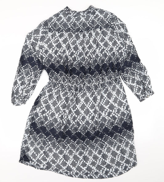 NEXT Womens Blue Geometric Fit & Flare Size 10