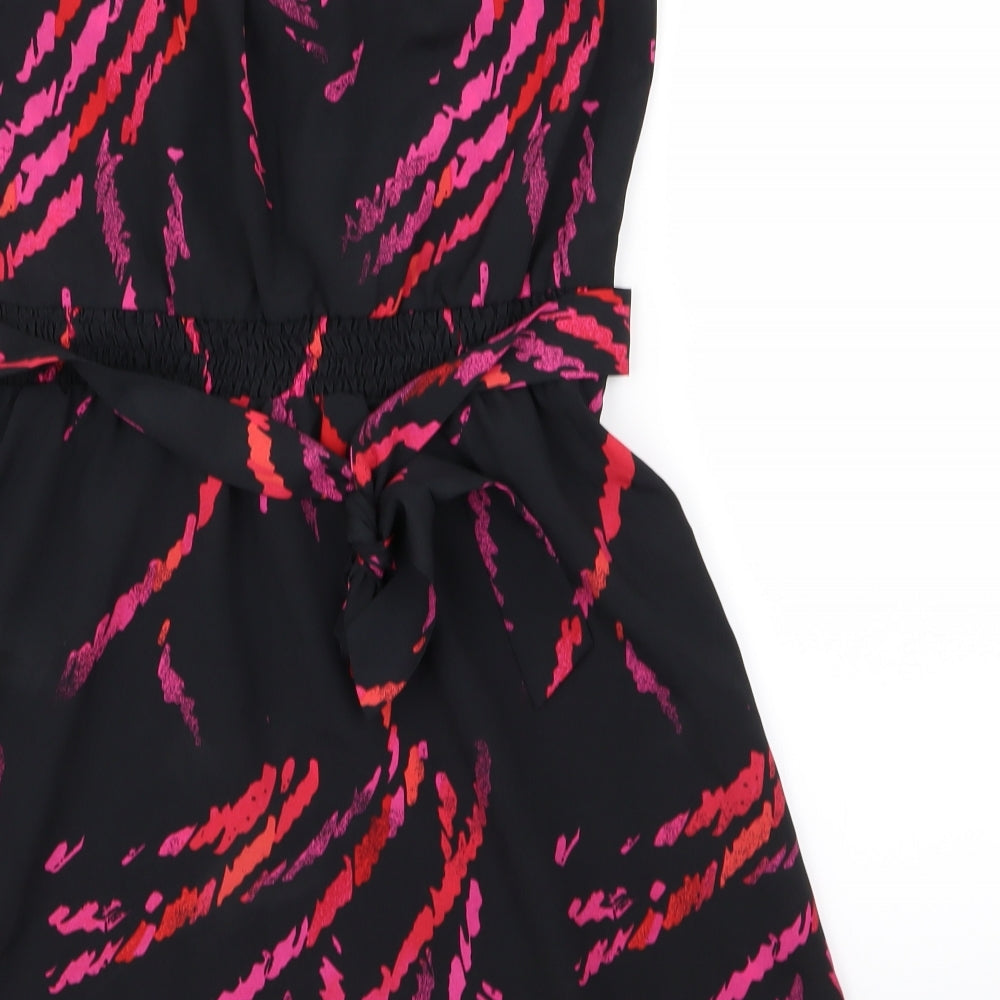 Miss Selfridge Womens Black Geometric Fit & Flare Size 10