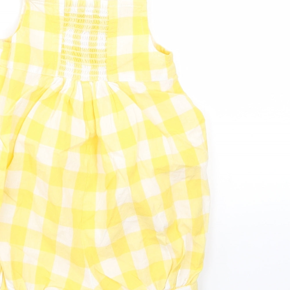 Monsoon Girls Yellow Check Pinafore/Dungaree Dress Size 0-3 Months
