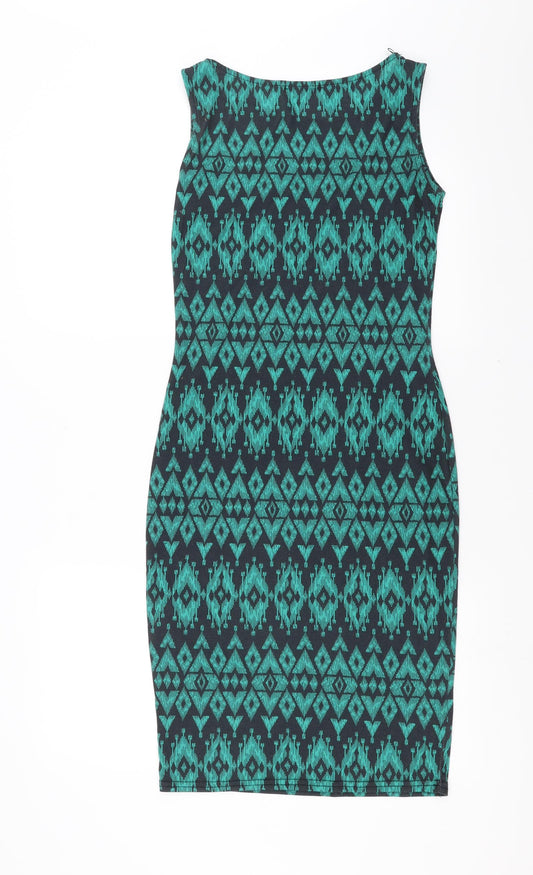 Quiz Womens Green Geometric Tank Dress Size 10