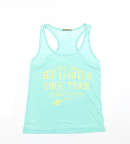 Womens UK Size XS Brave Soul Green Basic Tank