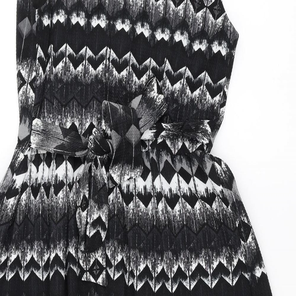 MELA Womens Black Geometric Fit & Flare Size 10