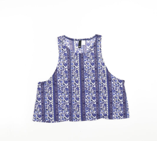 Womens UK Size M Divided by H&M Blue Cropped Tank