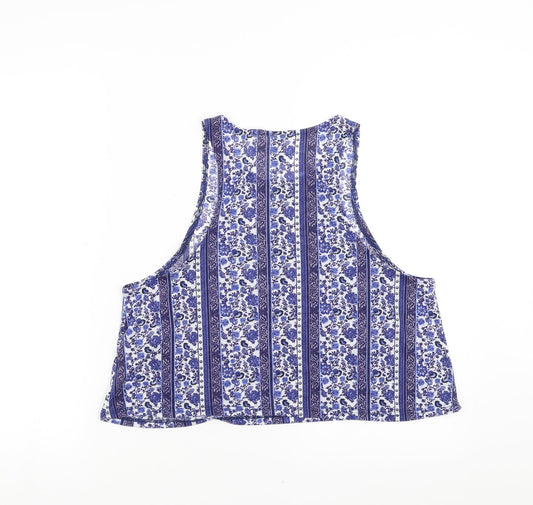 Divided by H&M Womens Blue Floral Cropped Tank Size M