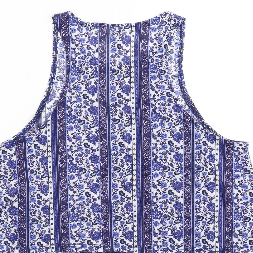 Divided by H&M Womens Blue Floral Cropped Tank Size M