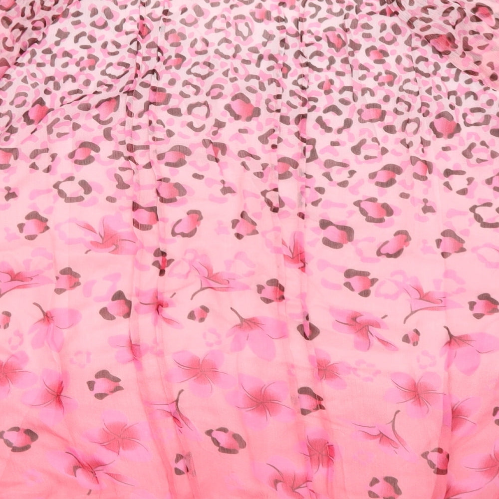 Originals Womens Pink Animal Print Chiffon Basic Blouse Size 16
