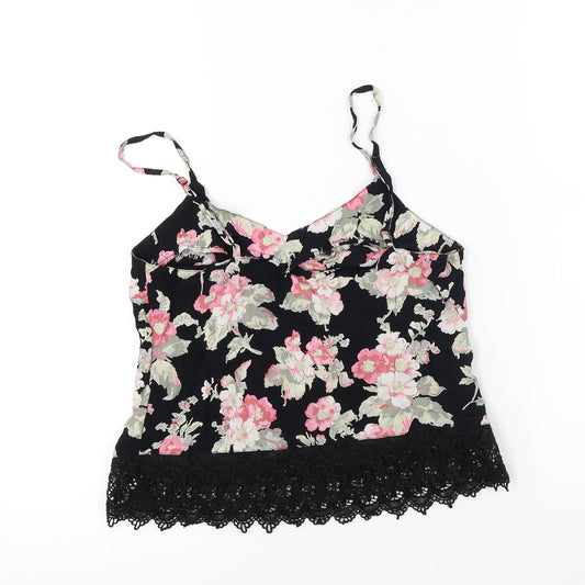 Womens UK Size 6 Topshop Black Cropped T-Shirt