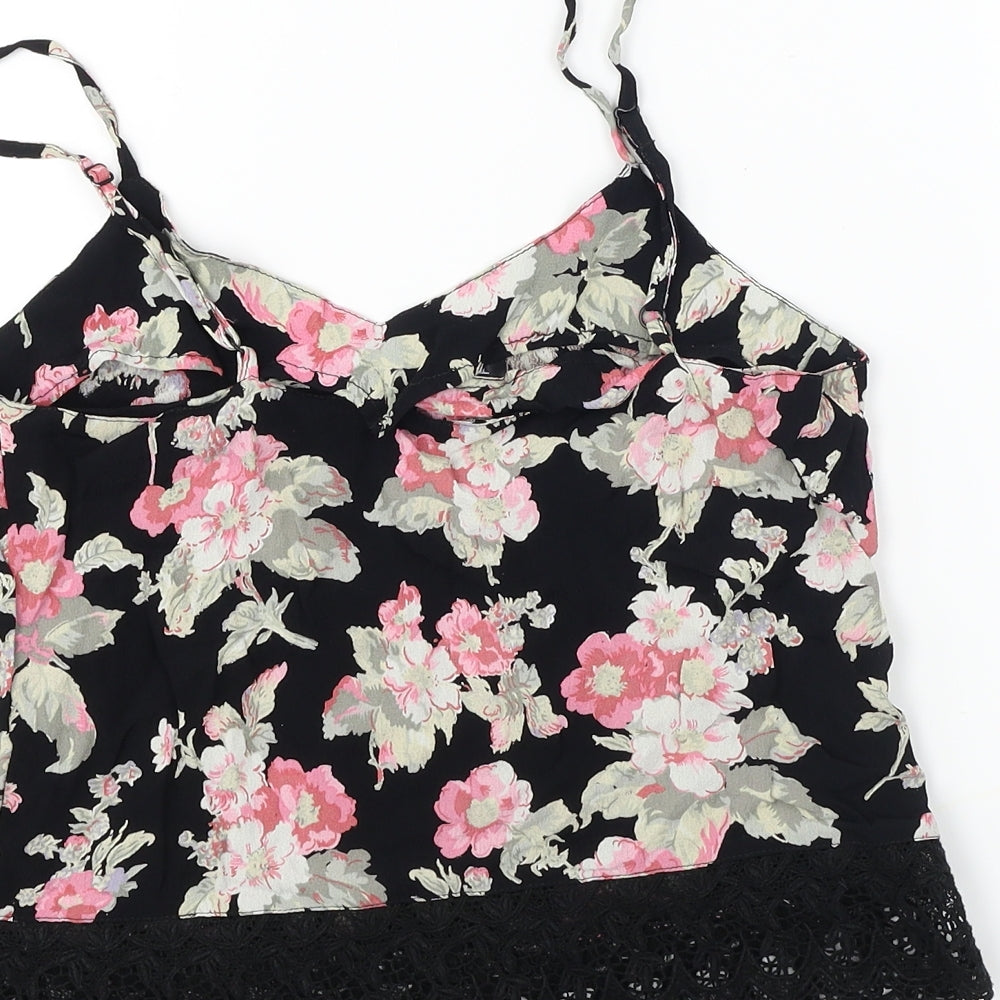 Womens UK Size 6 Topshop Black Cropped T-Shirt