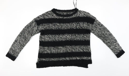 QED London Womens Grey Striped Pullover Jumper Size M